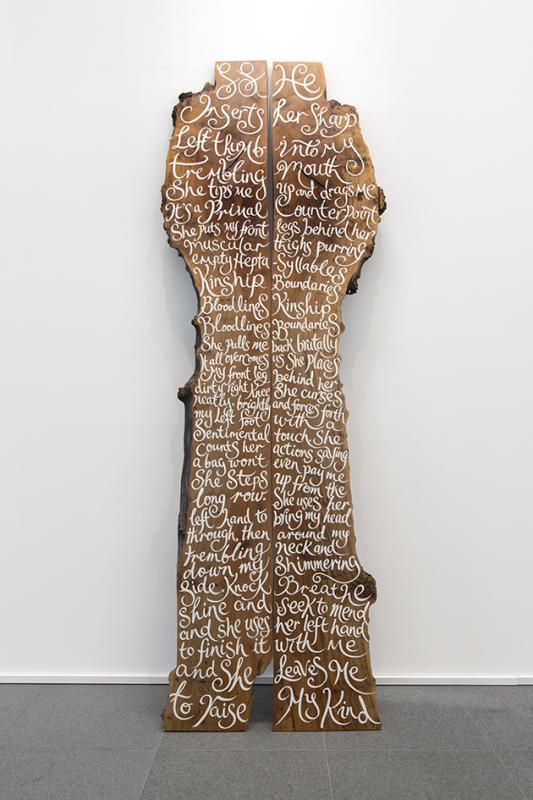 Songwood, hand-painted London plane, 330 × 113 x 6 cm, 2022.